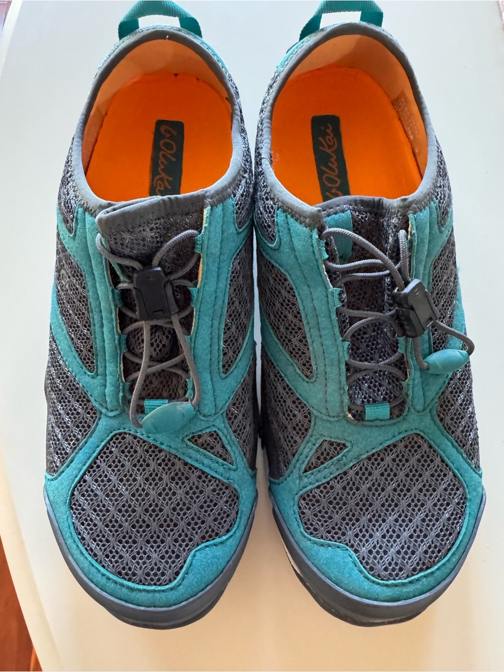 OluKai Women's Gray and Teal Athletic Slip-On Sneakers